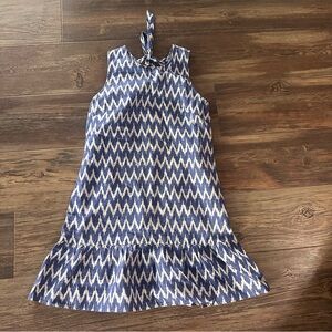 J. Crew chevron cotton summer dress bow back and zipper closure women's S ruffle